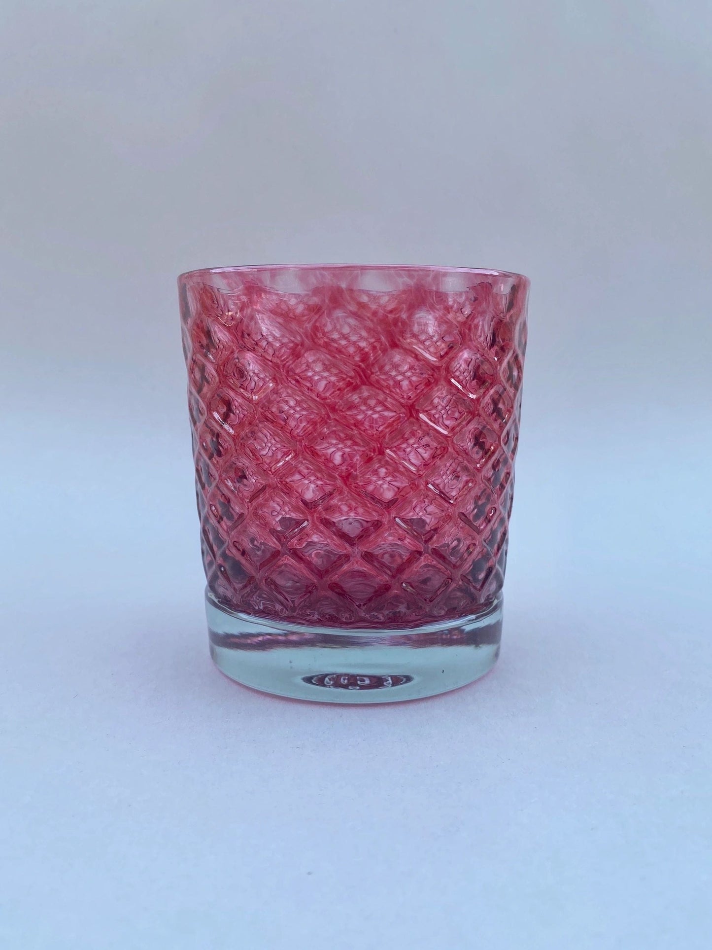 8oz High Ball Hand Blown Fish Scale Glasses - WARM TONED BGL (2 B Glass) Inventory Raspberry