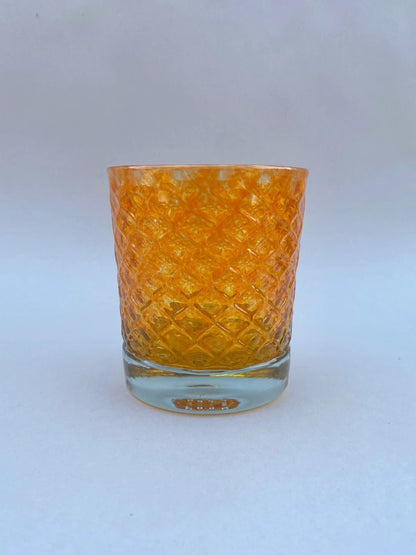 8oz High Ball Hand Blown Fish Scale Glasses - WARM TONED BGL (2 B Glass) Inventory Tangerine