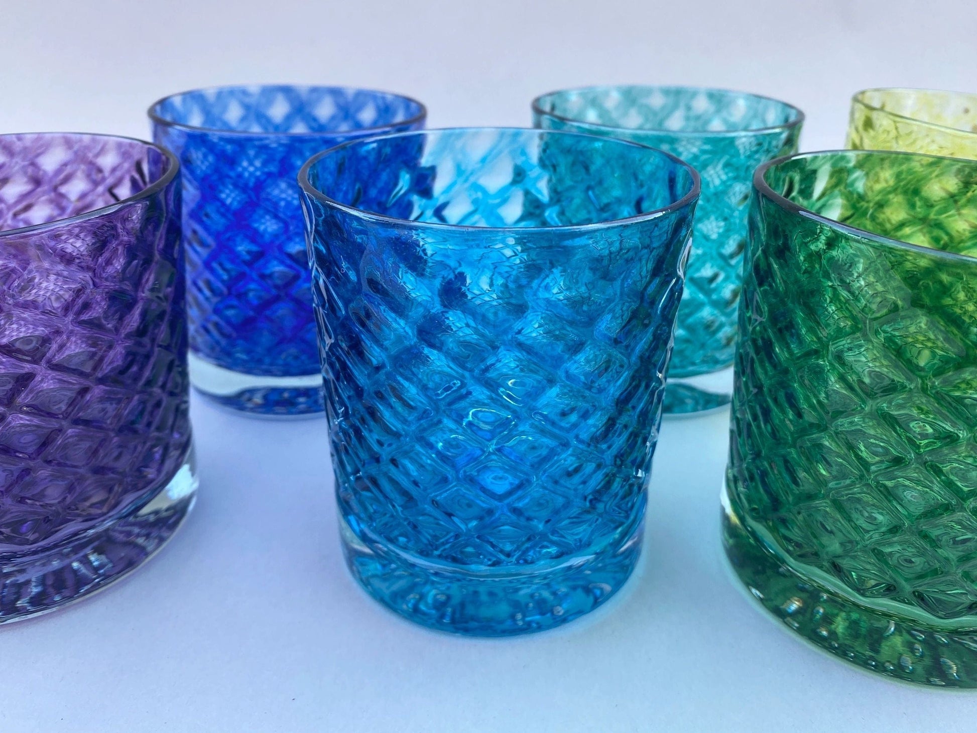 8oz Highball Hand Blown Fish Scale Glasses - COOL TONED BGL (2 B Glass) Inventory