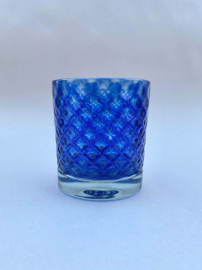 8oz Highball Hand Blown Fish Scale Glasses - COOL TONED BGL (2 B Glass) Inventory Blueberry