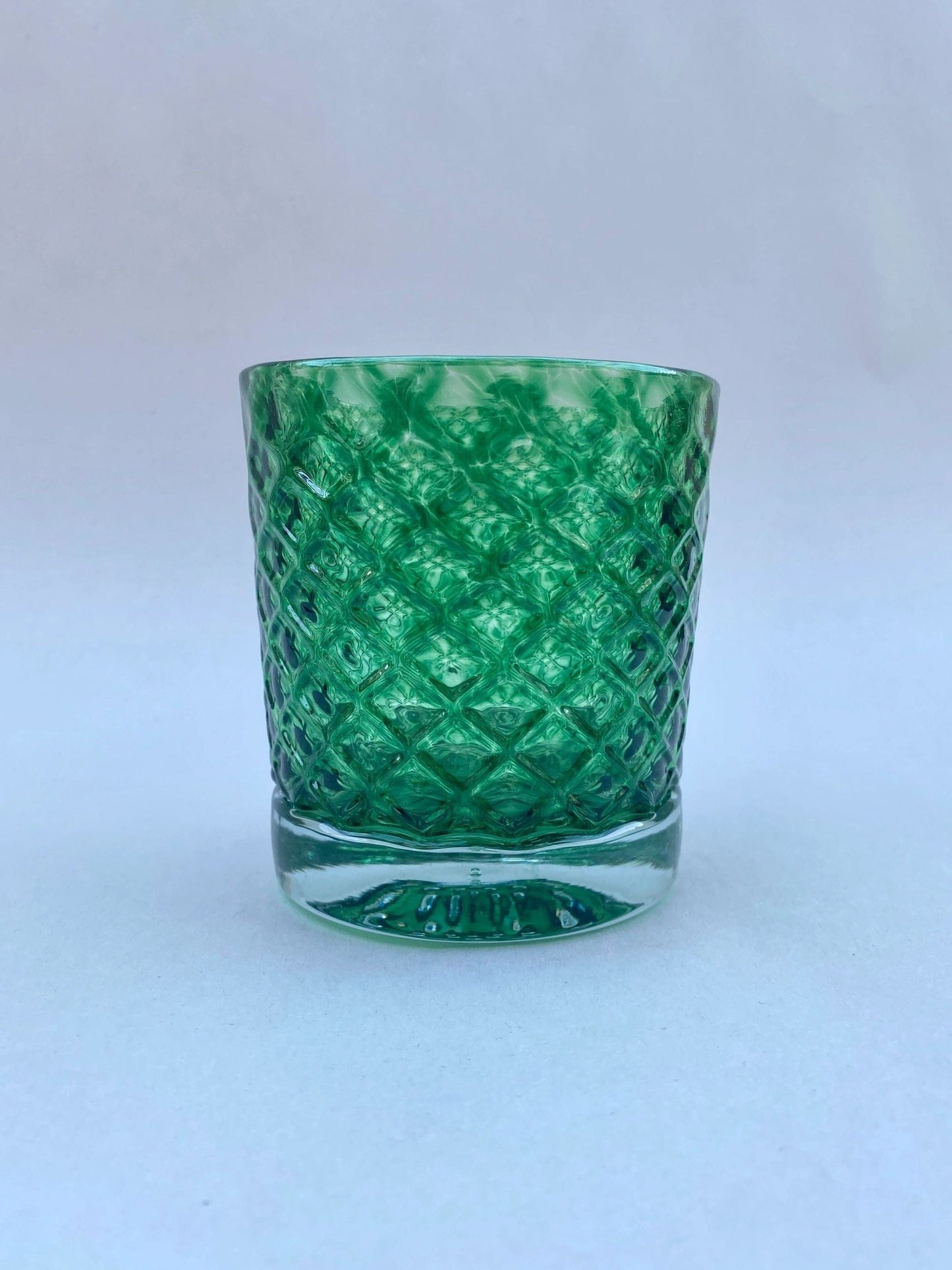 8oz Highball Hand Blown Fish Scale Glasses - COOL TONED BGL (2 B Glass) Inventory Emerald Green