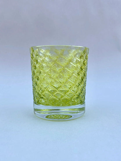 8oz Highball Hand Blown Fish Scale Glasses - COOL TONED BGL (2 B Glass) Inventory Lime Green