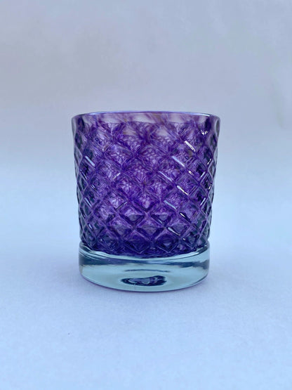 8oz Highball Hand Blown Fish Scale Glasses - COOL TONED BGL (2 B Glass) Inventory Purple Grape