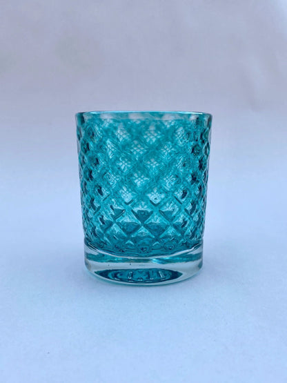 8oz Highball Hand Blown Fish Scale Glasses - COOL TONED BGL (2 B Glass) Inventory Sea Green