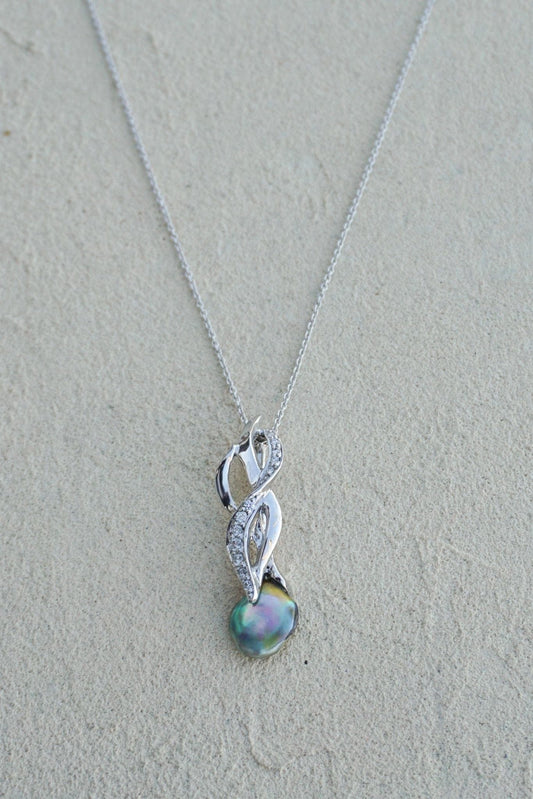 Abalone Pearl and Diamond Pendant Michiko Consignment