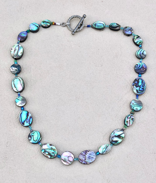 Abalone Shell Necklace/Choker with Semi-Precious Stones Elise Peters Inventory