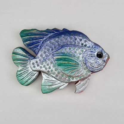 Amazonite Beaded Wooden Purple/Green 3-Dimensional Fish Daniel Floyd Consignment