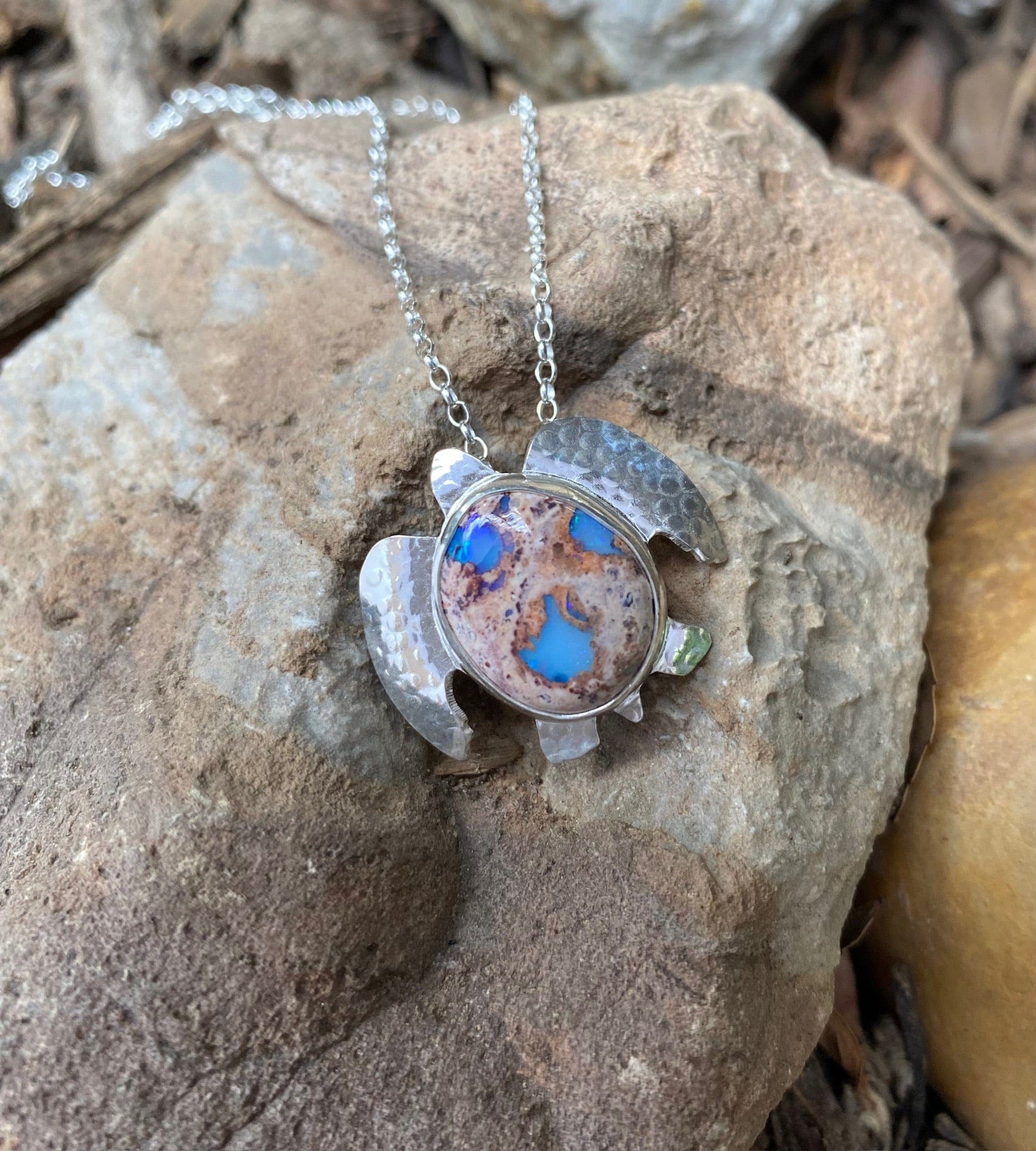 Ammonite/Mexican Opal Sea Turtle Necklaces Amy Jahn Consignment Small Mexican Boulder Opal