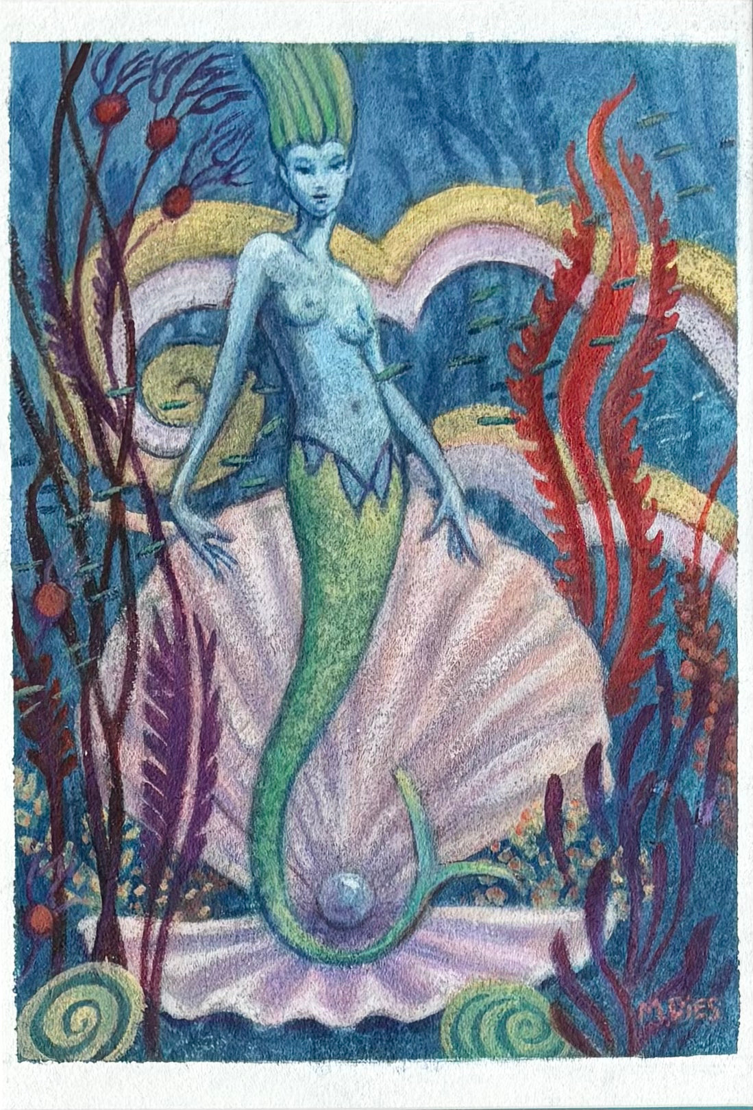 "Avalon Casino Mermaid" Original Acrylic Painting Marion Dies Consignment