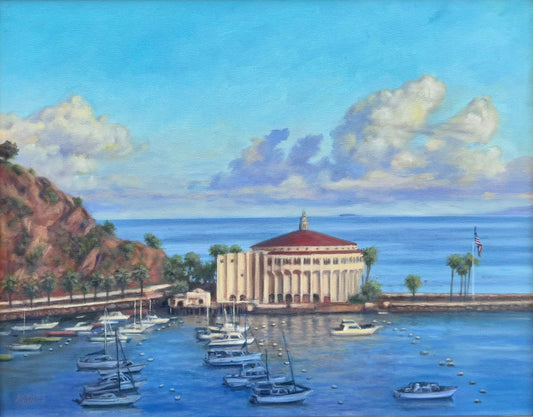 "Avalon Harbor" Original Oil Painting by Marion Marion Dies Consignment