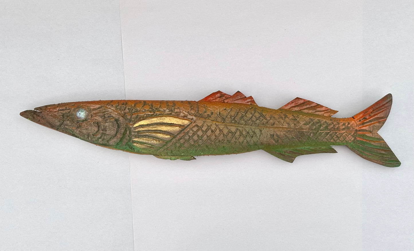 "Barracuda" Wooden Carved 3-D Fish Daniel Floyd Consignment