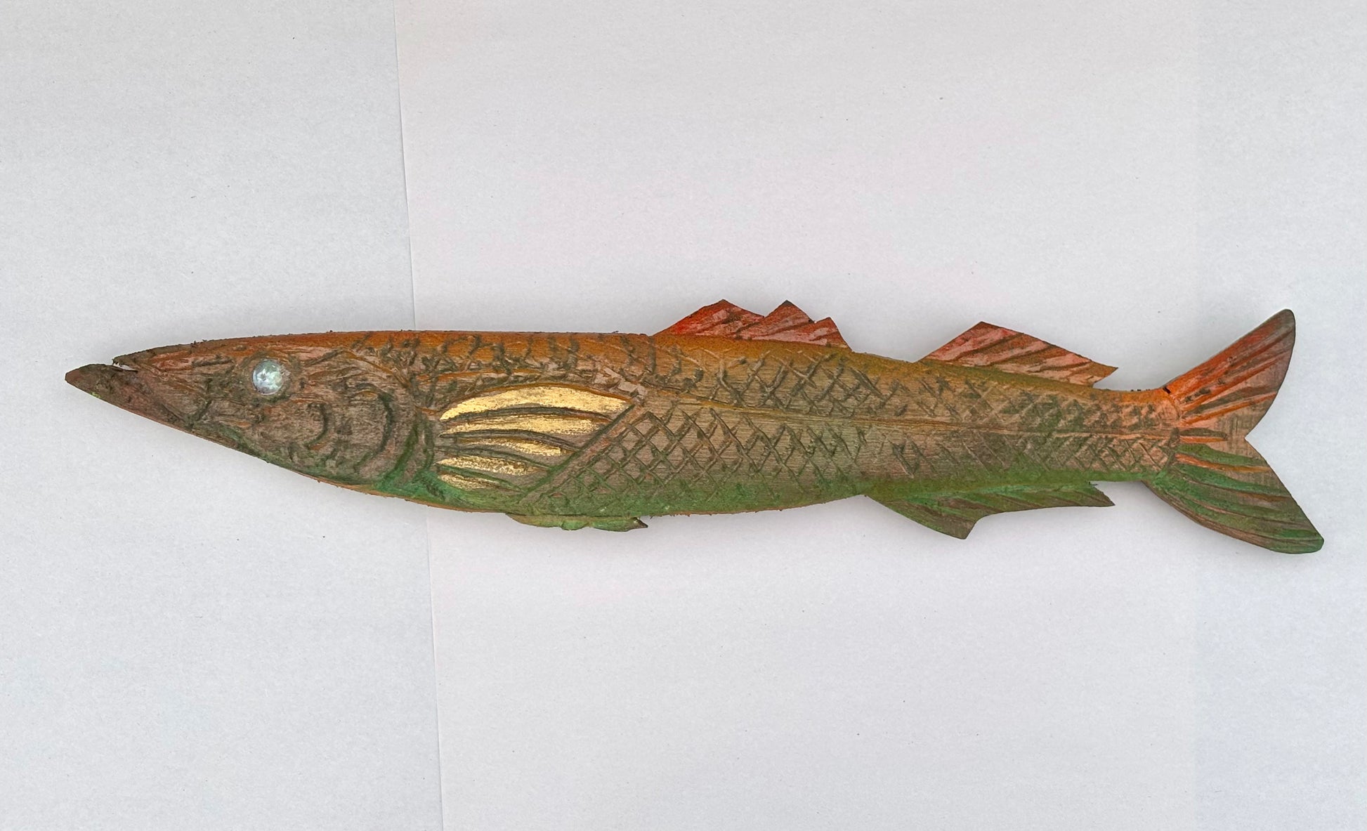 "Barracuda" Wooden Carved 3-D Fish Daniel Floyd Consignment