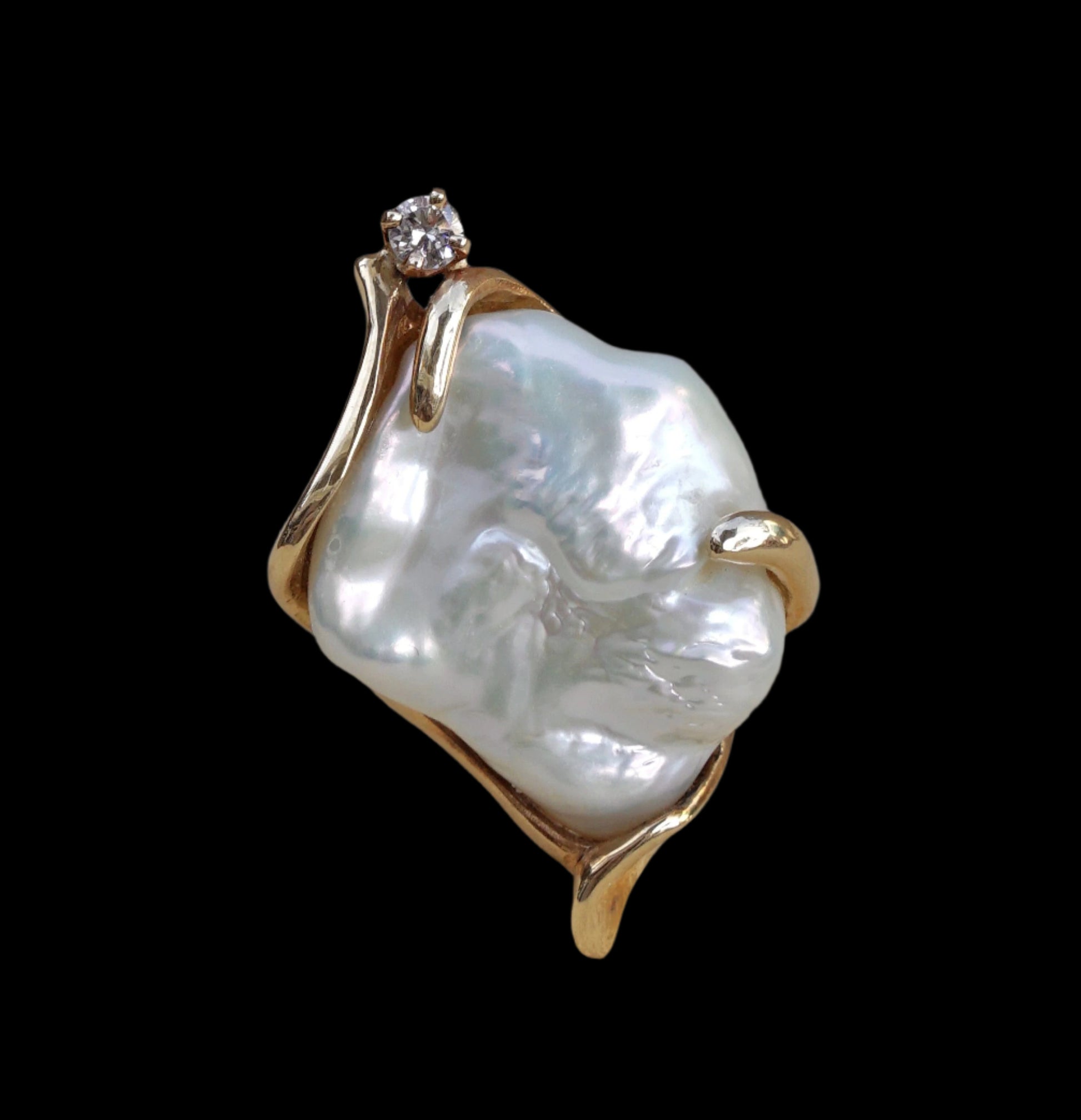 Biwa Pearl, Diamond, Gold Jelly Ring Michiko Consignment