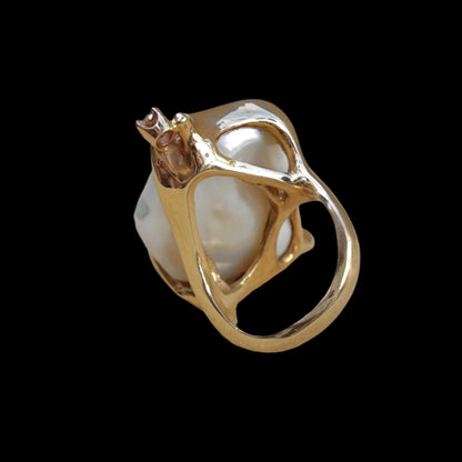 Biwa Pearl, Diamond, Gold Jelly Ring Michiko Consignment