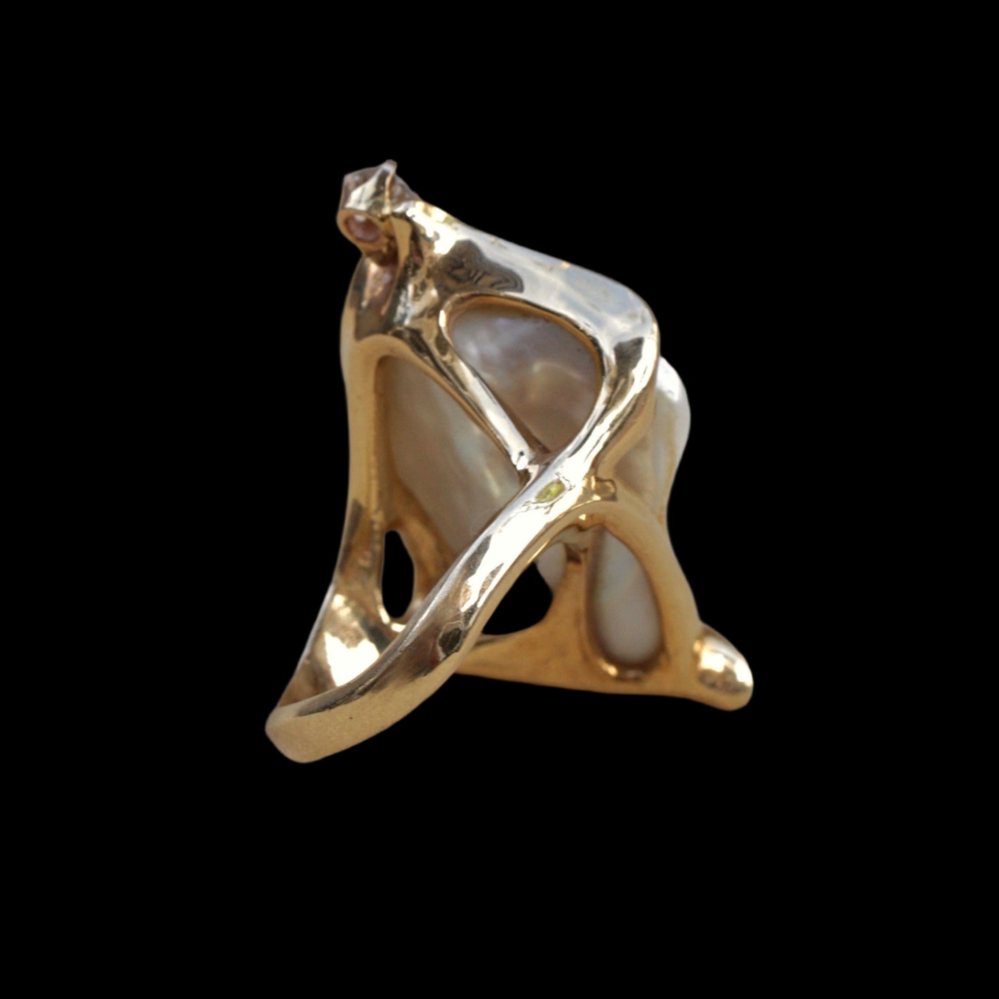 Biwa Pearl, Diamond, Gold Jelly Ring Michiko Consignment