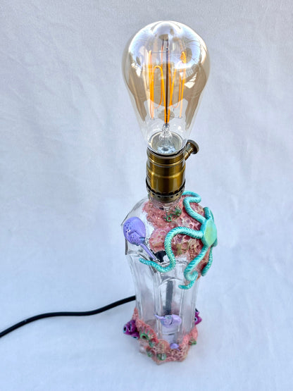 Blue Sea Star & Pink Coral Lamp by Andy Lime Andrea Forbush Consignment