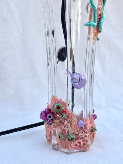 Blue Sea Star & Pink Coral Lamp by Andy Lime Andrea Forbush Consignment