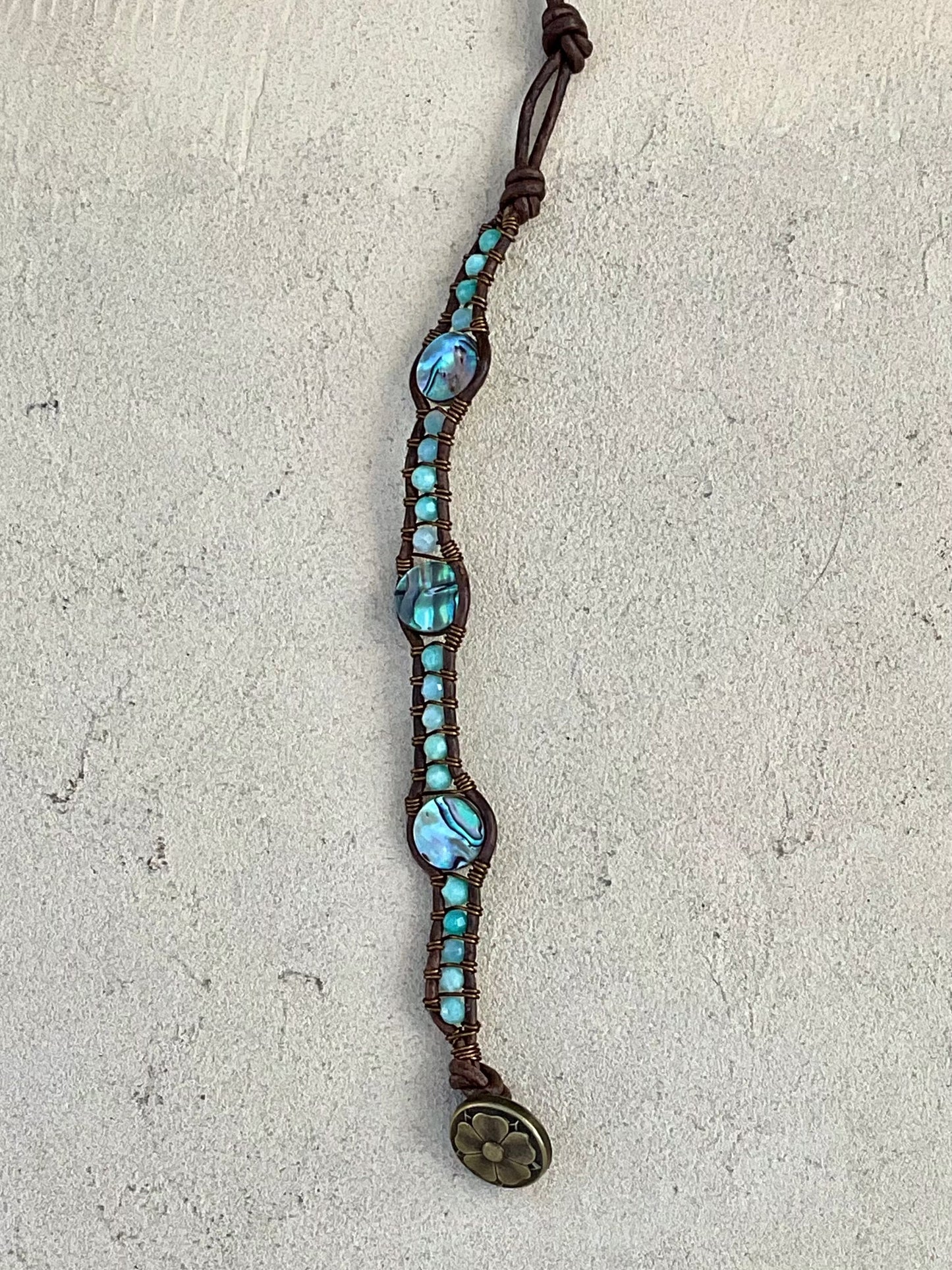 "Blue Seas" Bracelet Collection Heidi Duran Inventory Amazonite w/Abalone Shell
