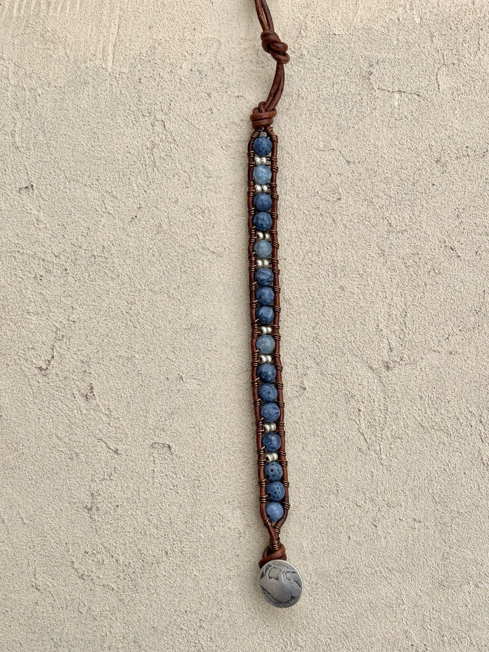 "Blue Seas" Bracelet Collection Heidi Duran Inventory Blue Sponge Coral and Kyanite