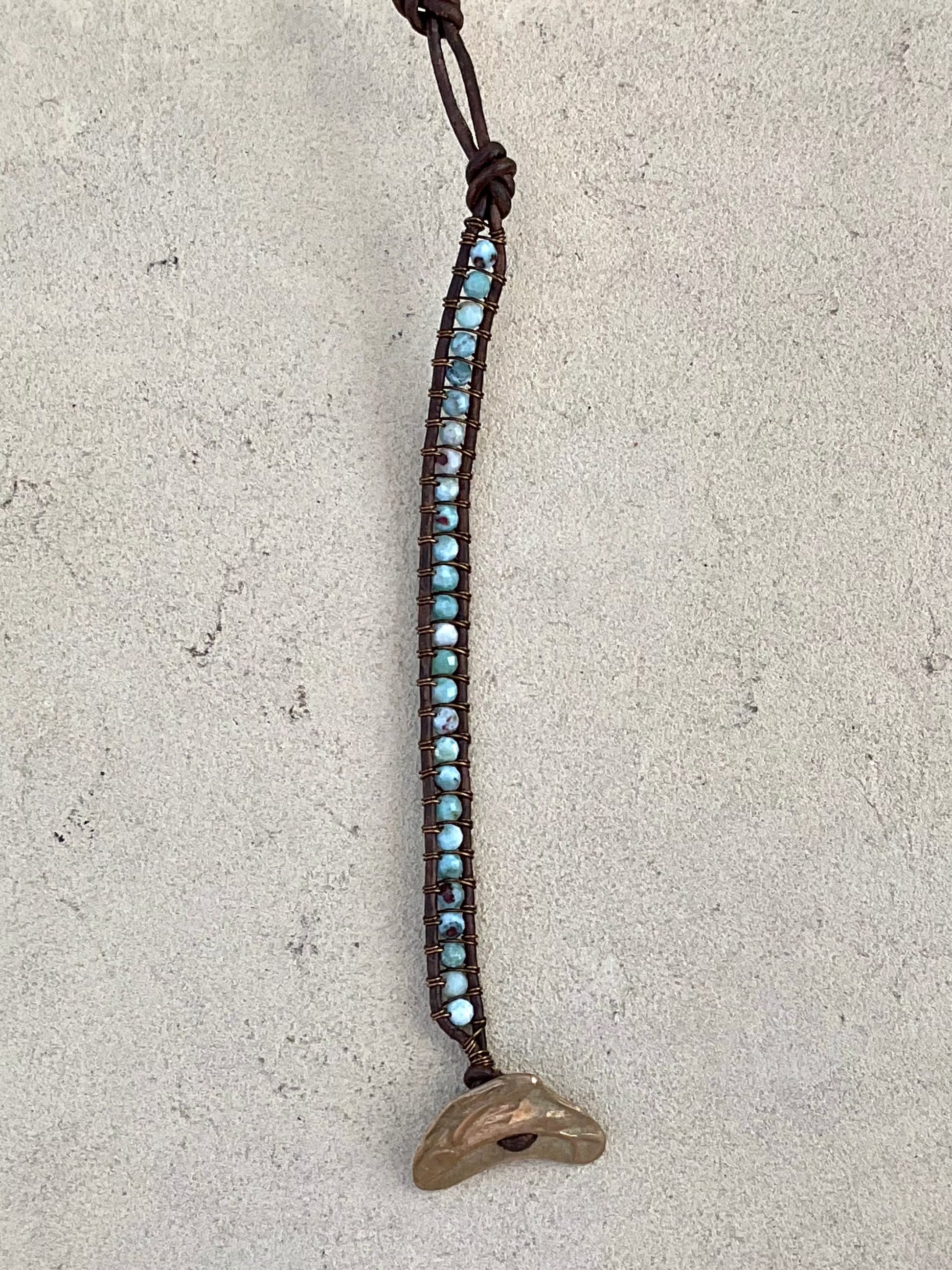 "Blue Seas" Bracelet Collection Heidi Duran Inventory Faceted Larimar w/Flying Fish button