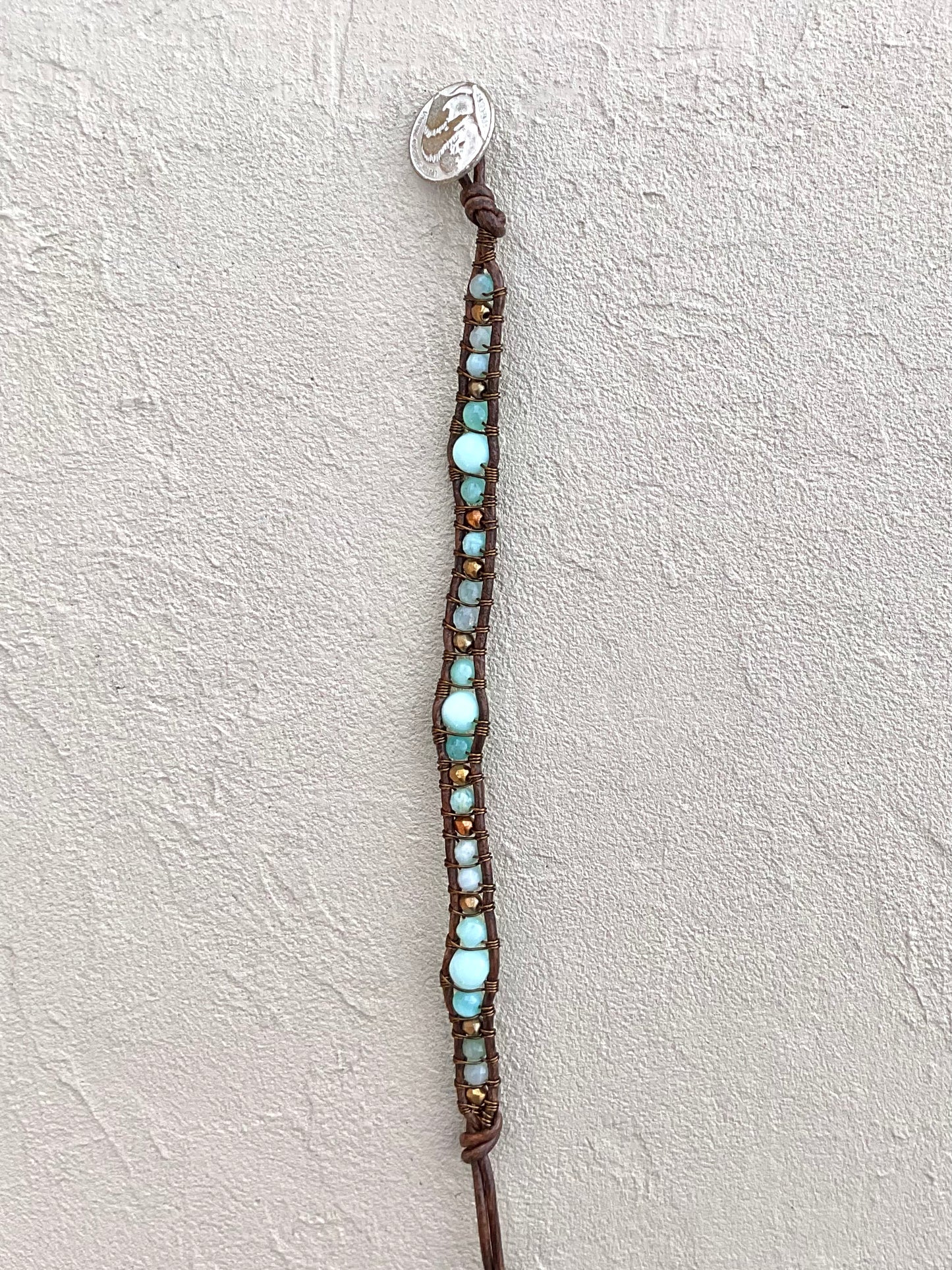 "Blue Seas" Bracelet Collection Heidi Duran Inventory Peruvian Opal and Amazonite -gold