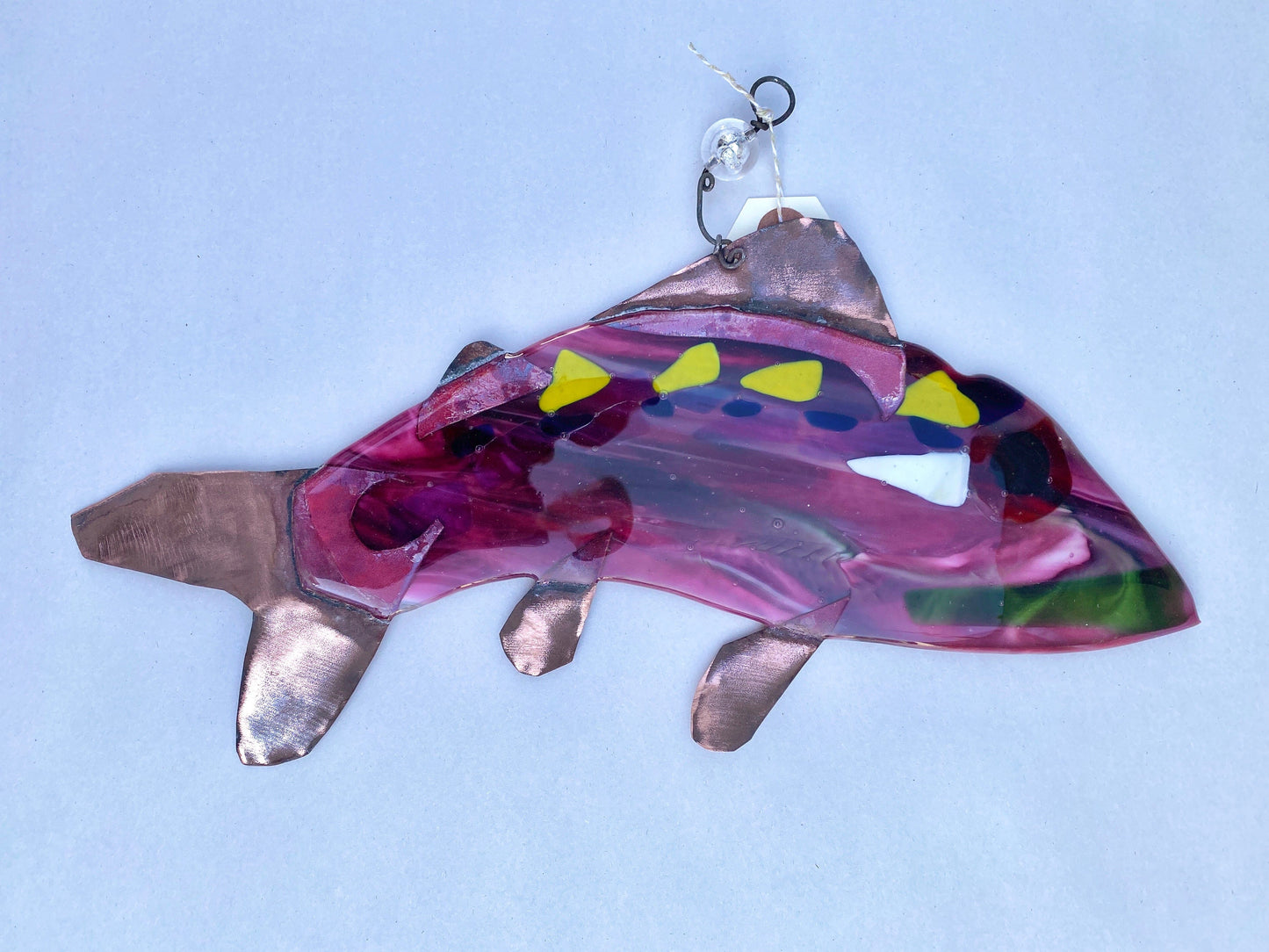 Burgandy Fused Glass Fish Wired Glass Inventory