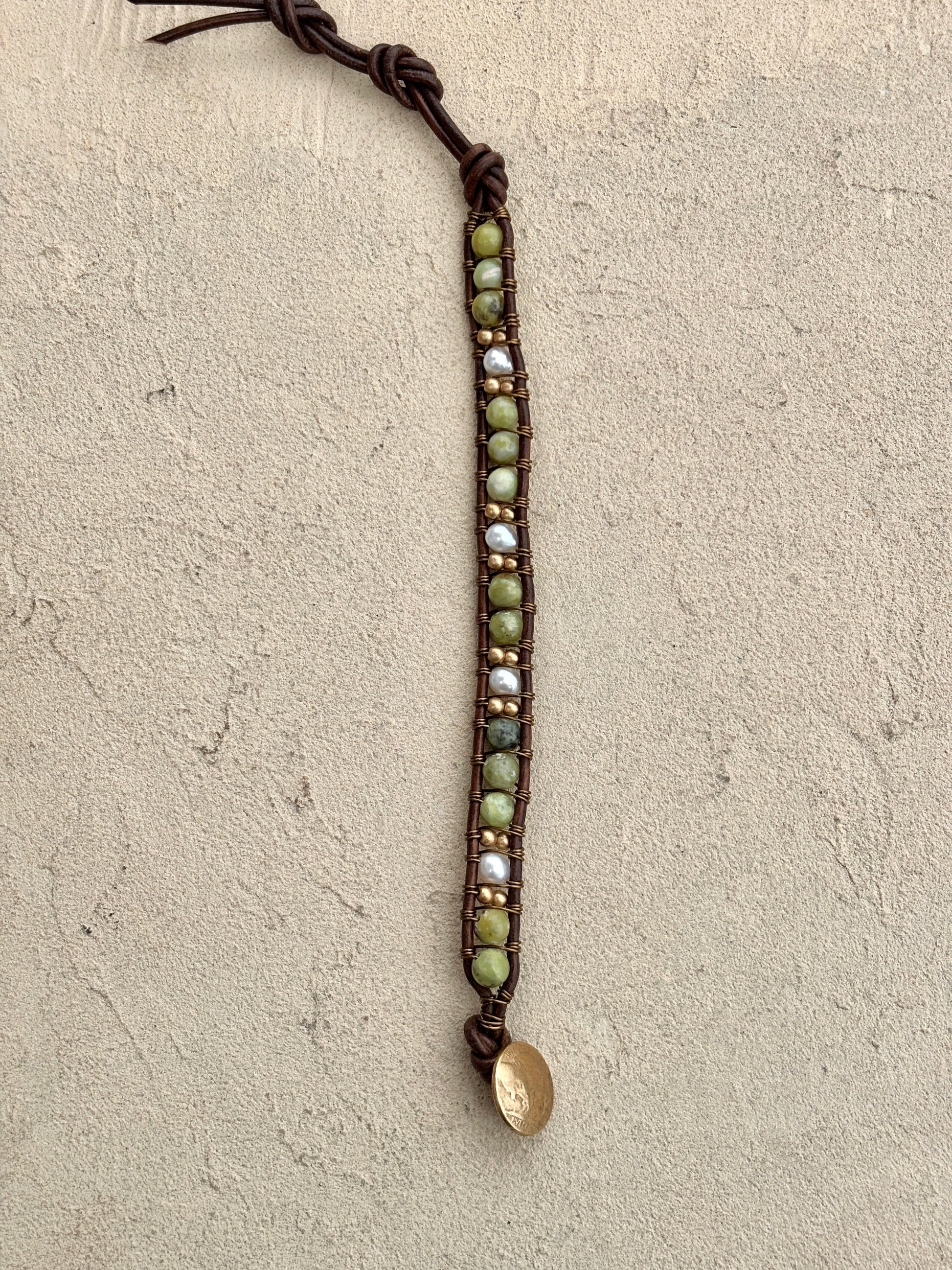 "California Kelp" Bracelet Collection Heidi Duran Inventory Round Peridot and Pearls