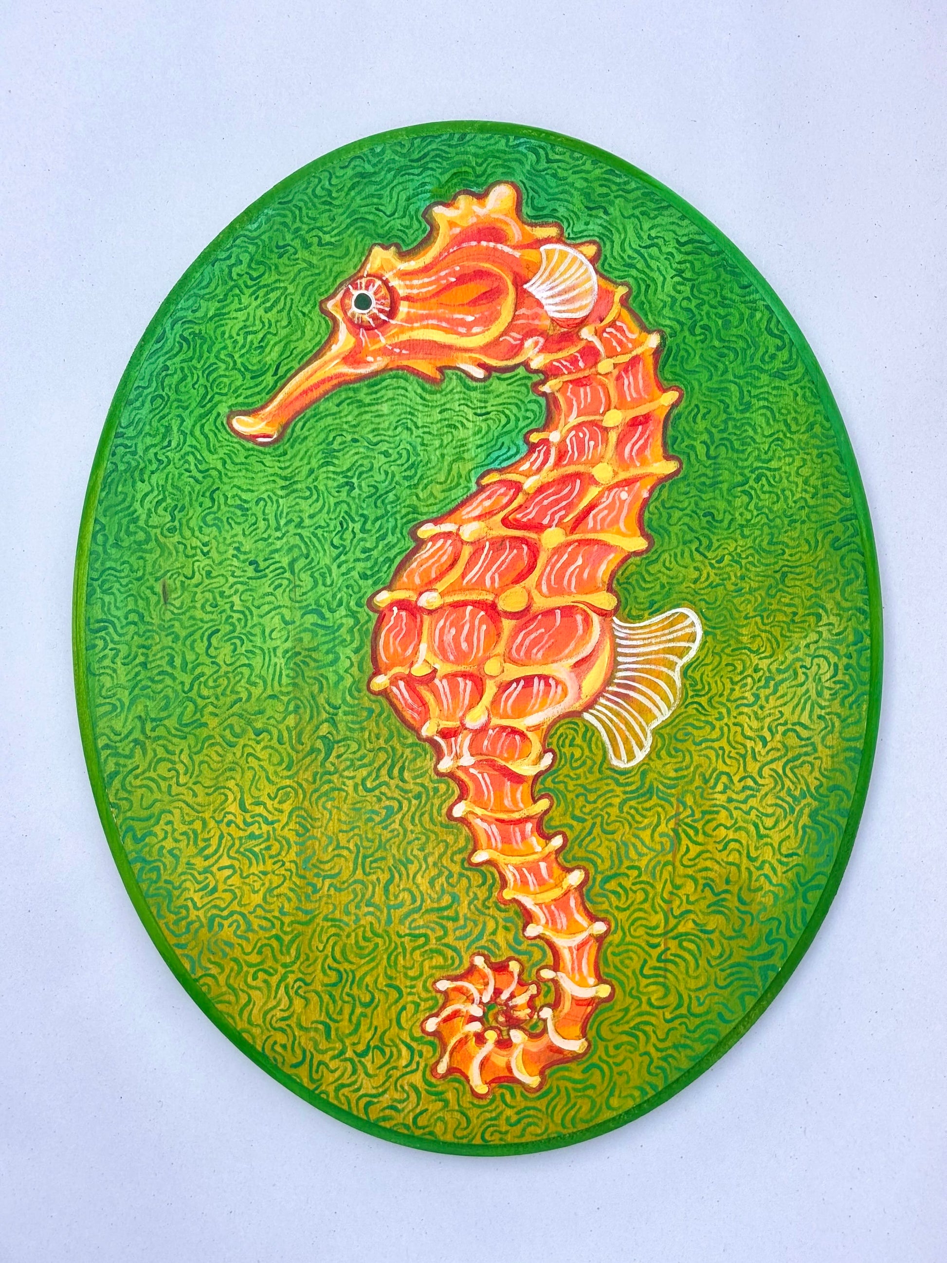 "California Seahorse" Original Acrylic Painting on Wooden Panel Stephen Holman Consignment