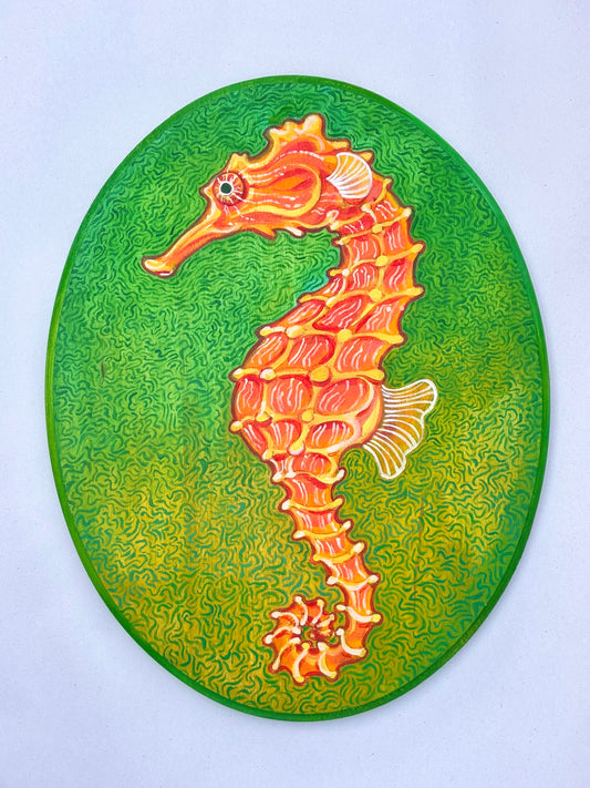 "California Seahorse" Original Acrylic Painting on Wooden Panel Stephen Holman Consignment