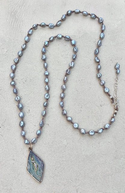 Casino Mermaid Necklace with Semi-Precious Stones Heidi Duran Inventory Medium/Large Gray Pearls