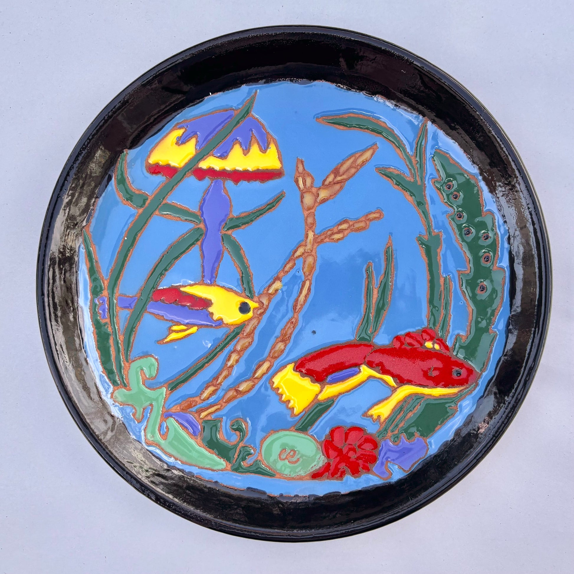 Catalina Island Fish Round Plate - 11.5" Chris R Inventory Underwater Scene- Jellyfish