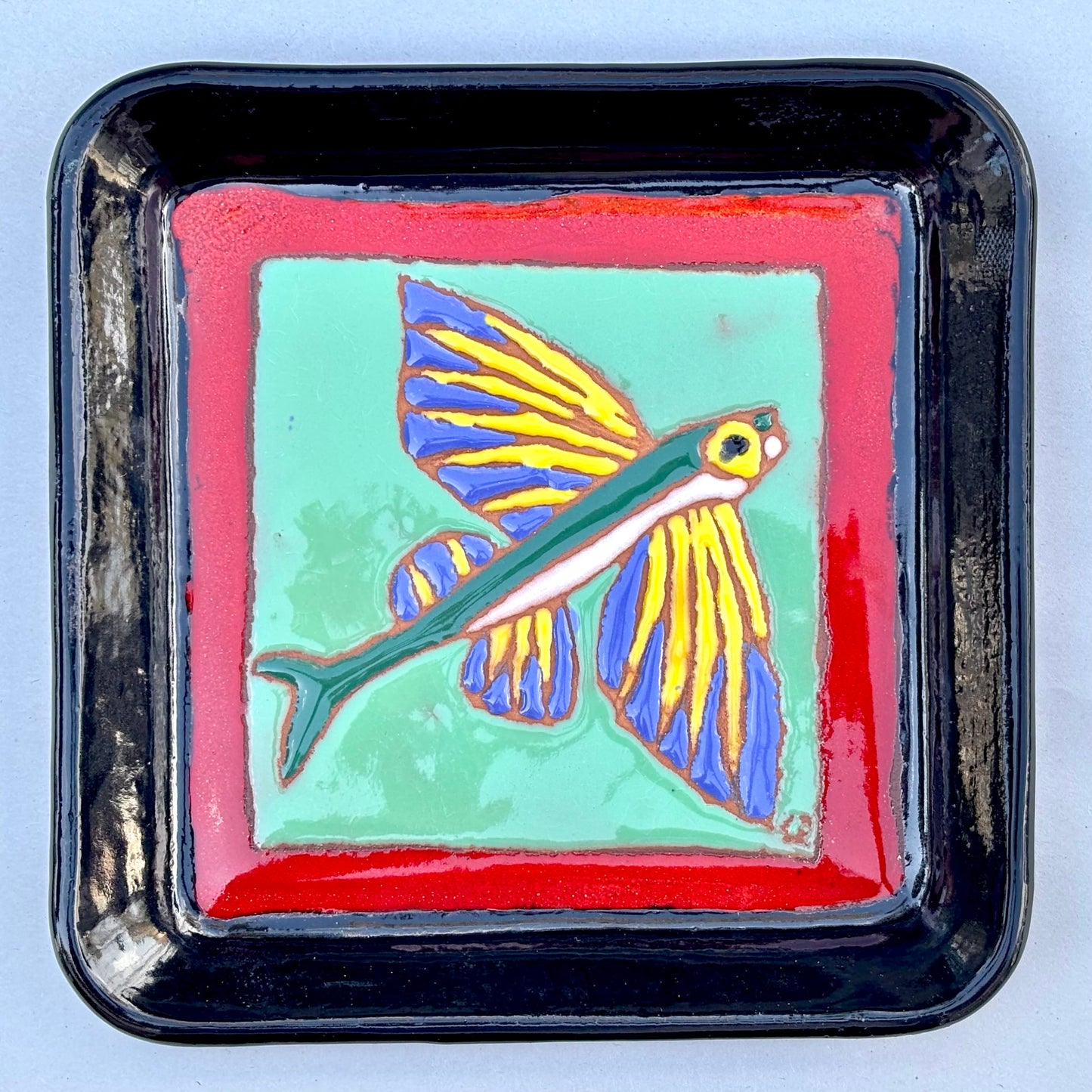 Catalina Island Fish Tile/Plate Chris R Inventory Flying Fish with Black border