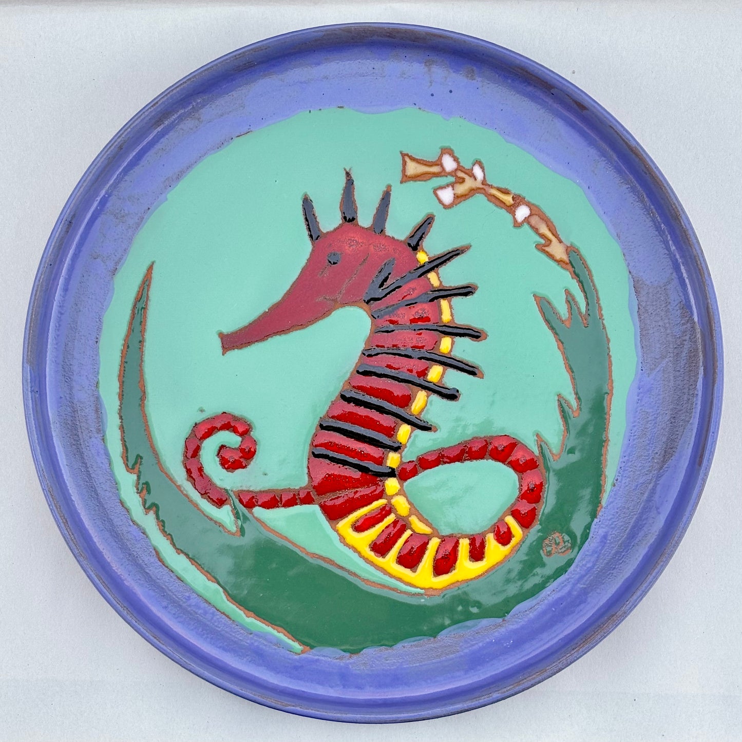 Catalina Island Seahorse Round Plate - 11.5" Chris R Inventory