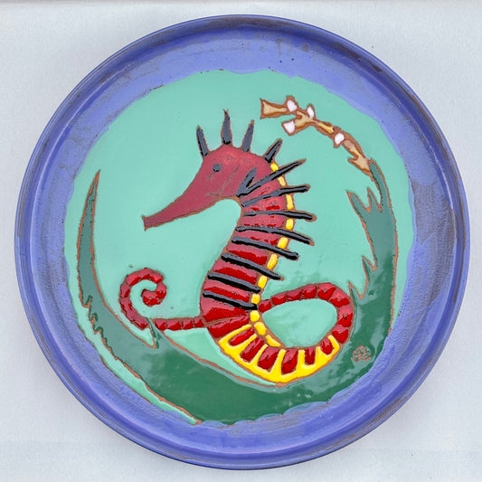 Catalina Island Seahorse Round Plate - 11.5" Chris R Inventory