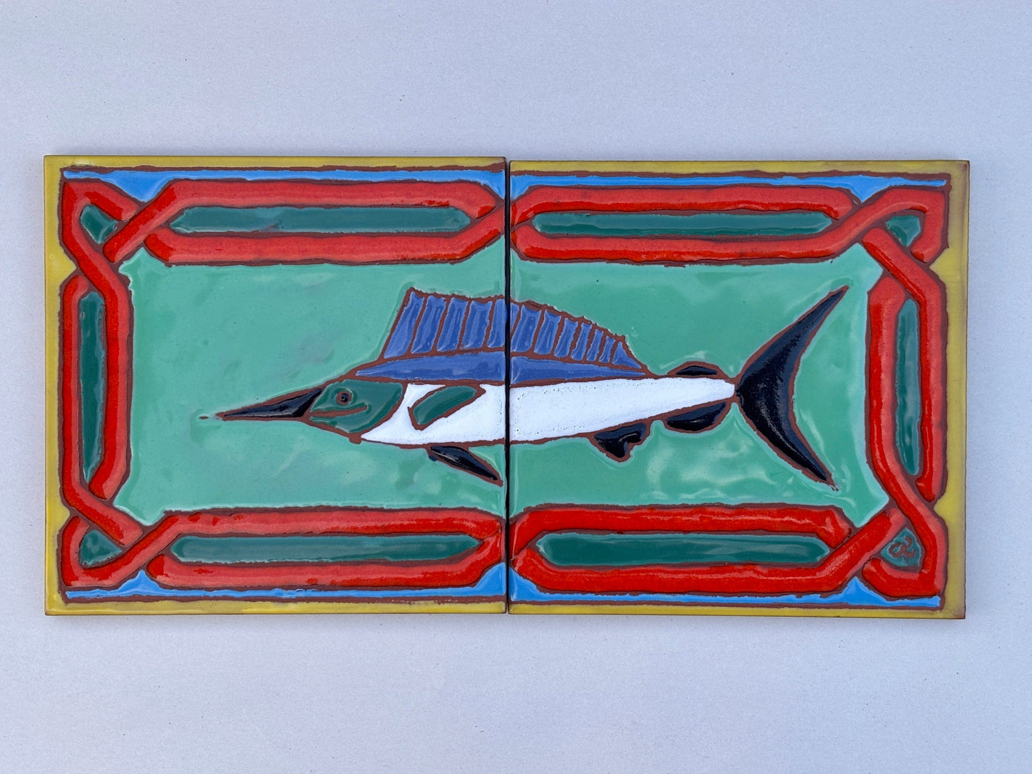 Catalina Island Swordfish/Marlin Tile Chris R Inventory Marlin: Green Background