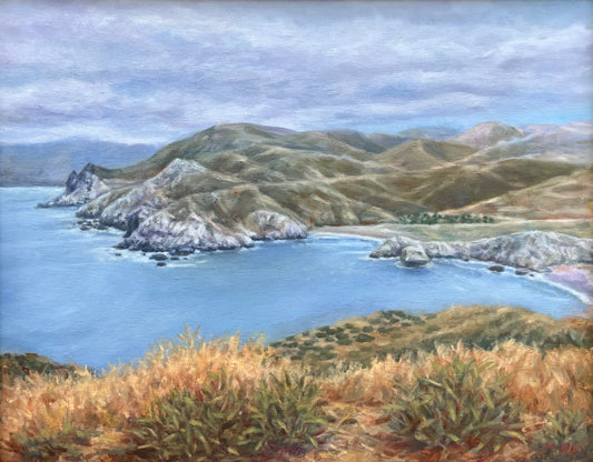 "Catalina Outlook : Shark Harbor" Original Oil Painting Marion Dies Consignment