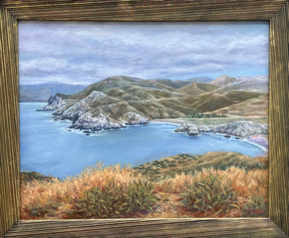 "Catalina Outlook : Shark Harbor" Original Oil Painting Marion Dies Consignment