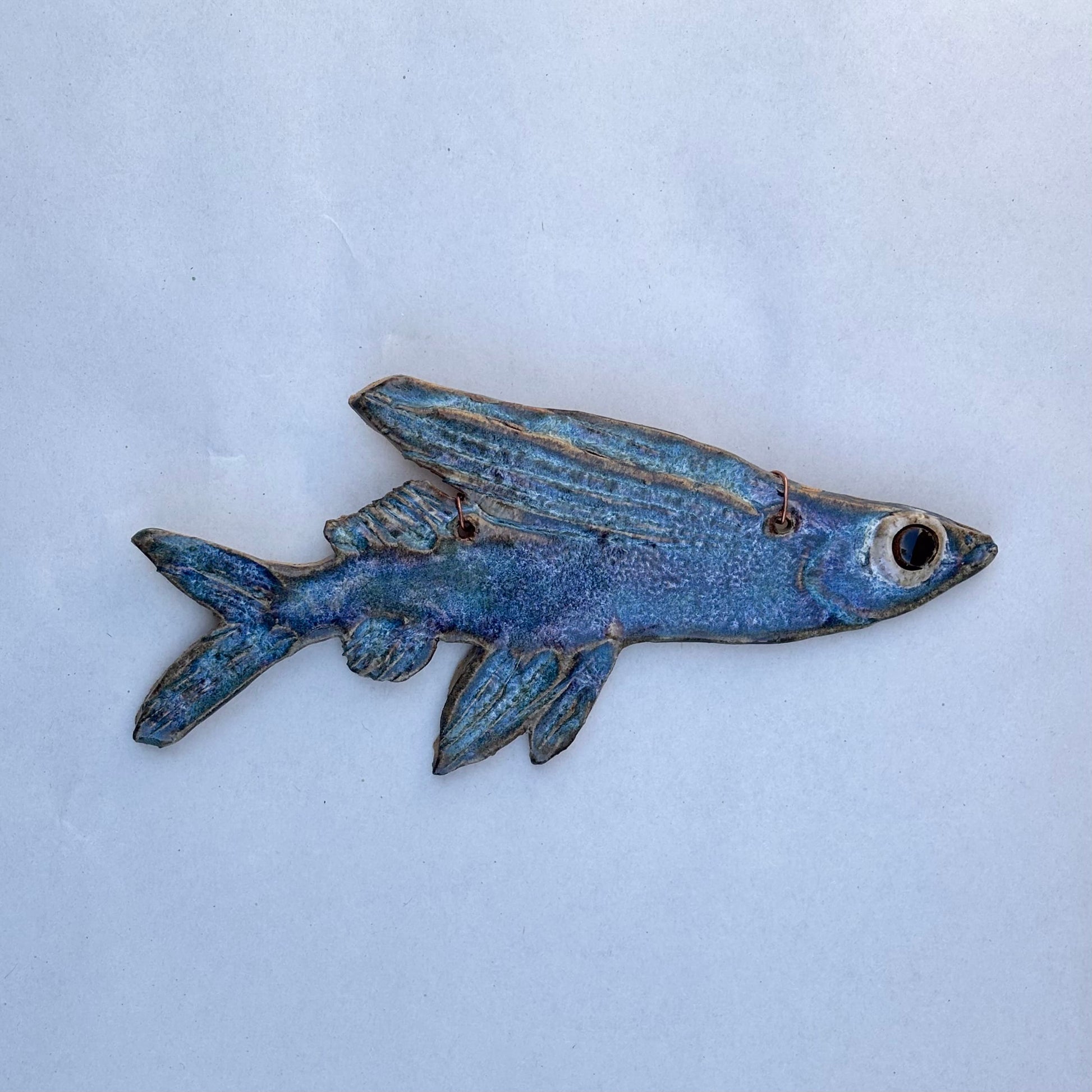 Ceramic Flying Fish Wall Sculptures Heidi Duran Consignment