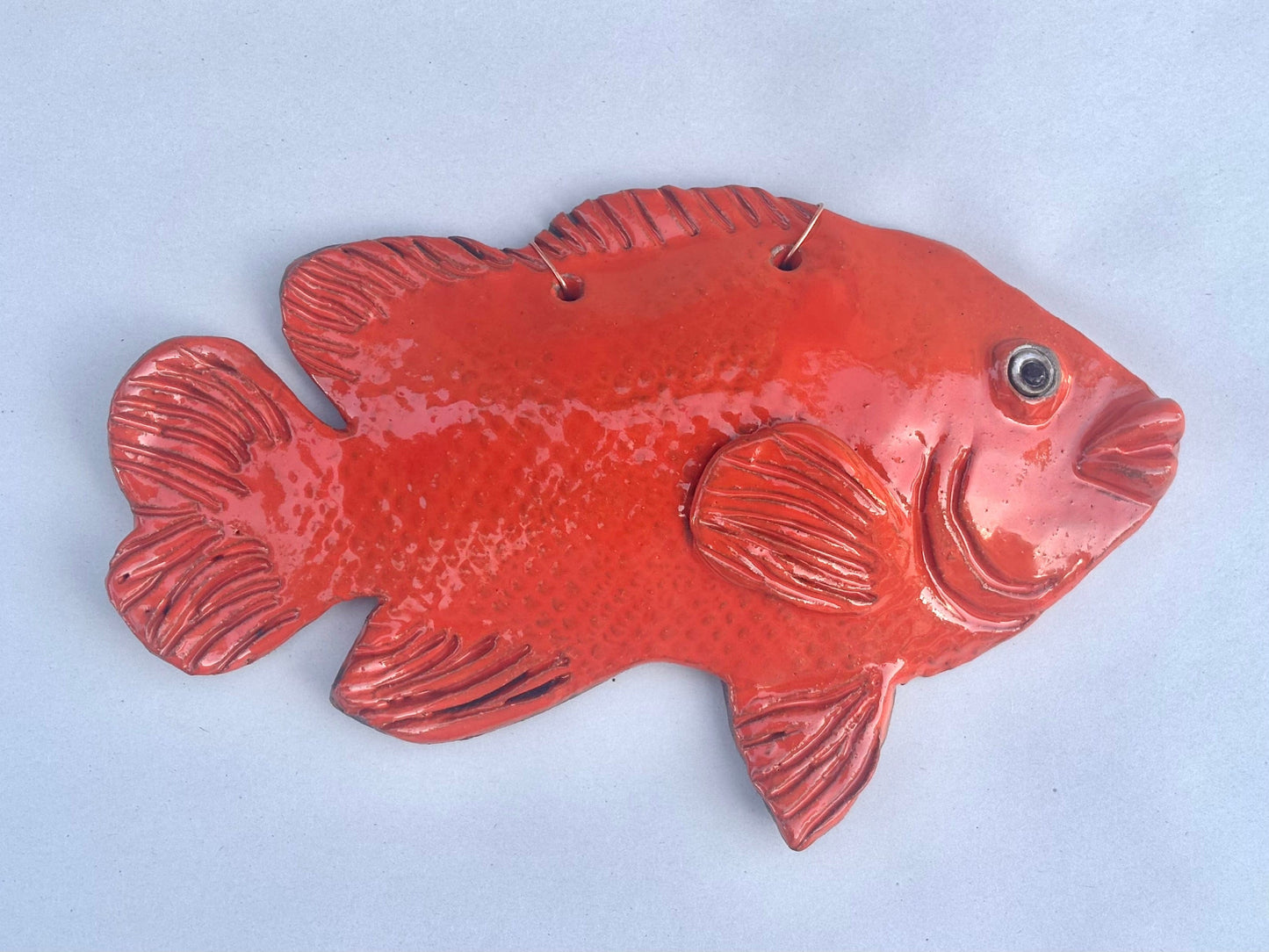 Ceramic Garibaldi Wall Sculpture Heidi Duran Consignment Dark Orange (facing right)