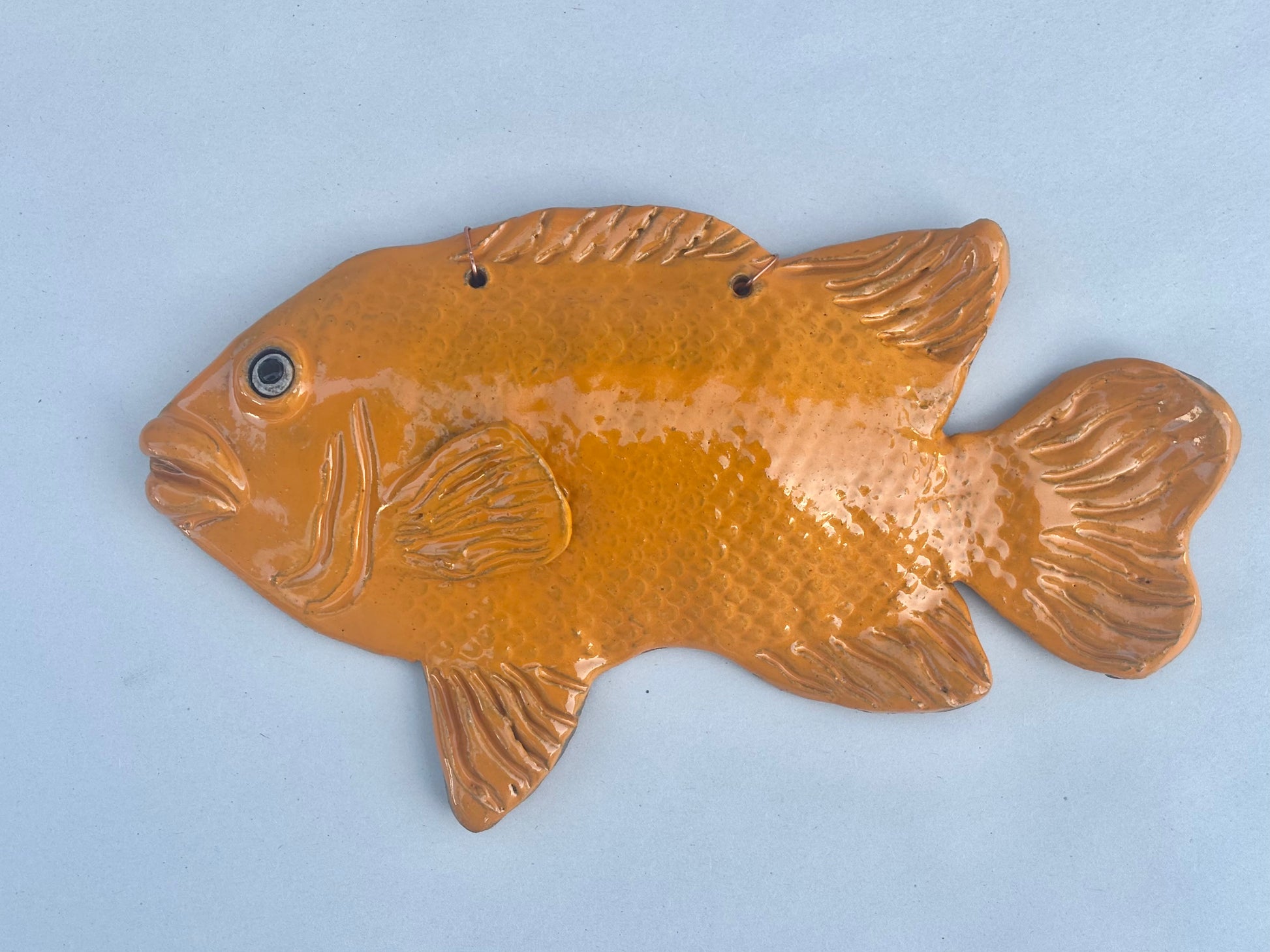 Ceramic Garibaldi Wall Sculpture Heidi Duran Consignment Light Orange (facing left)