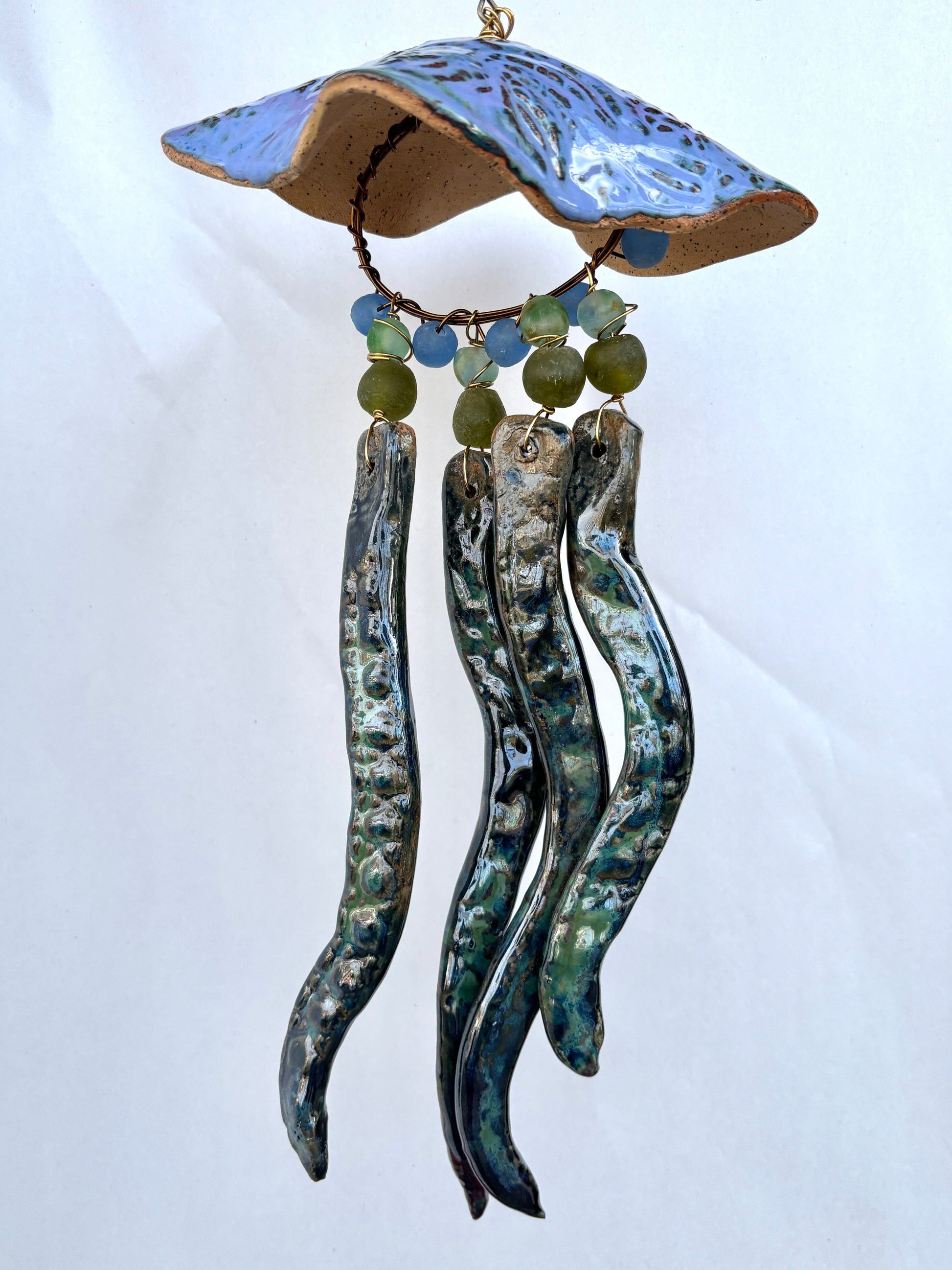 Ceramic Jellyfish Heidi Duran Consignment Large: Lavender and Blue-Green (7" x 15")