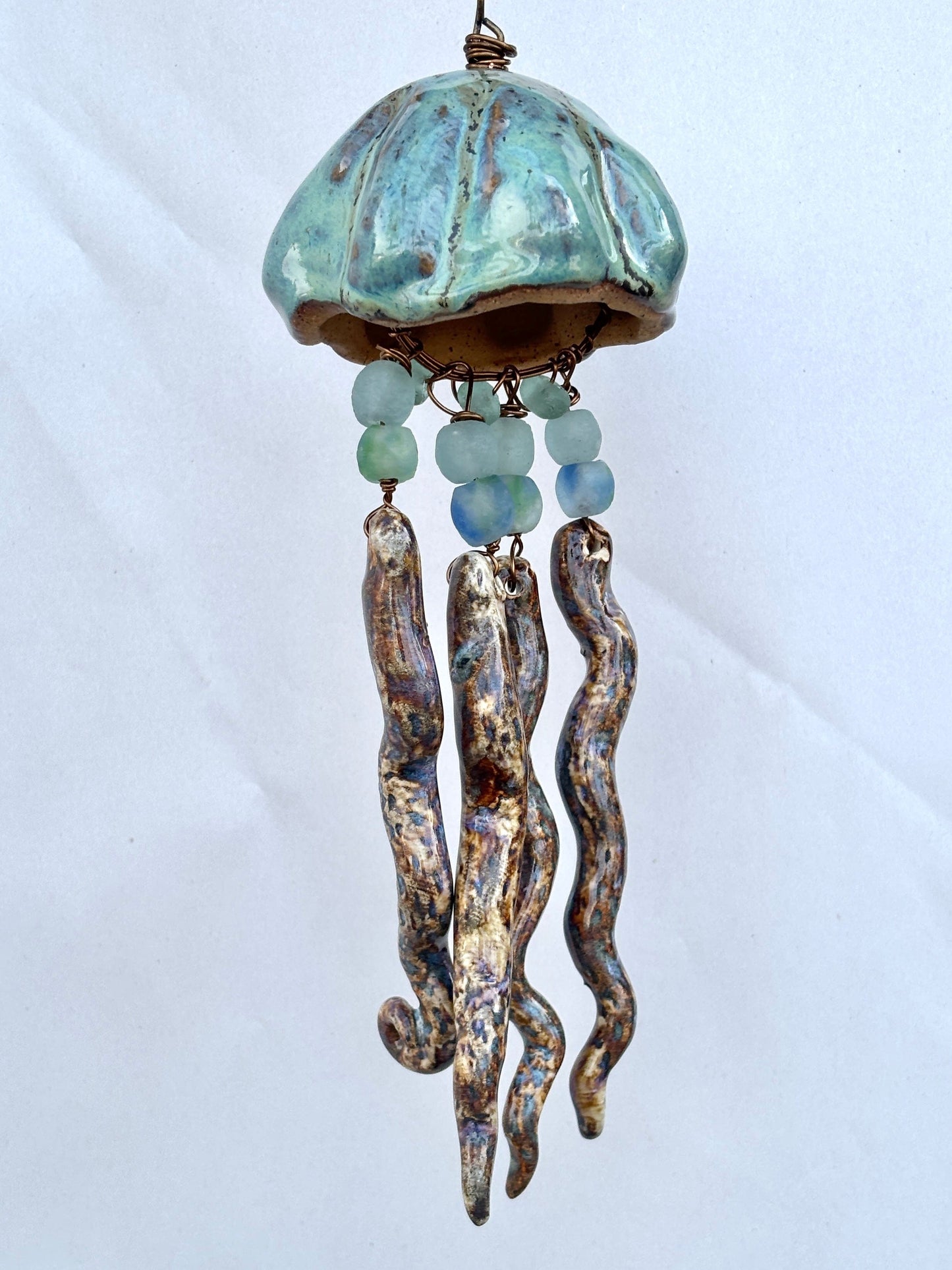 Ceramic Jellyfish Heidi Duran Consignment Small : Aqua and Raw Umber