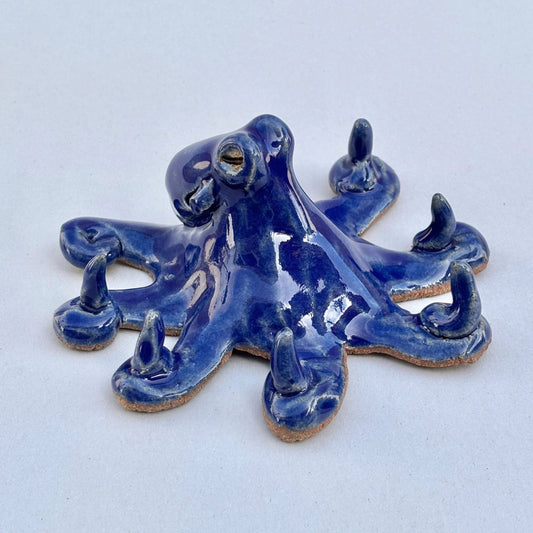 Ceramic Octopus Sculpture/Ring Holder - Hand Sculpted by Yen Yen Joy Inventory Cobalt Blue