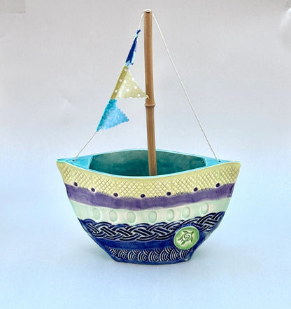 Ceramic Sailboat - Large B Sessions Inventory Cool-Tone