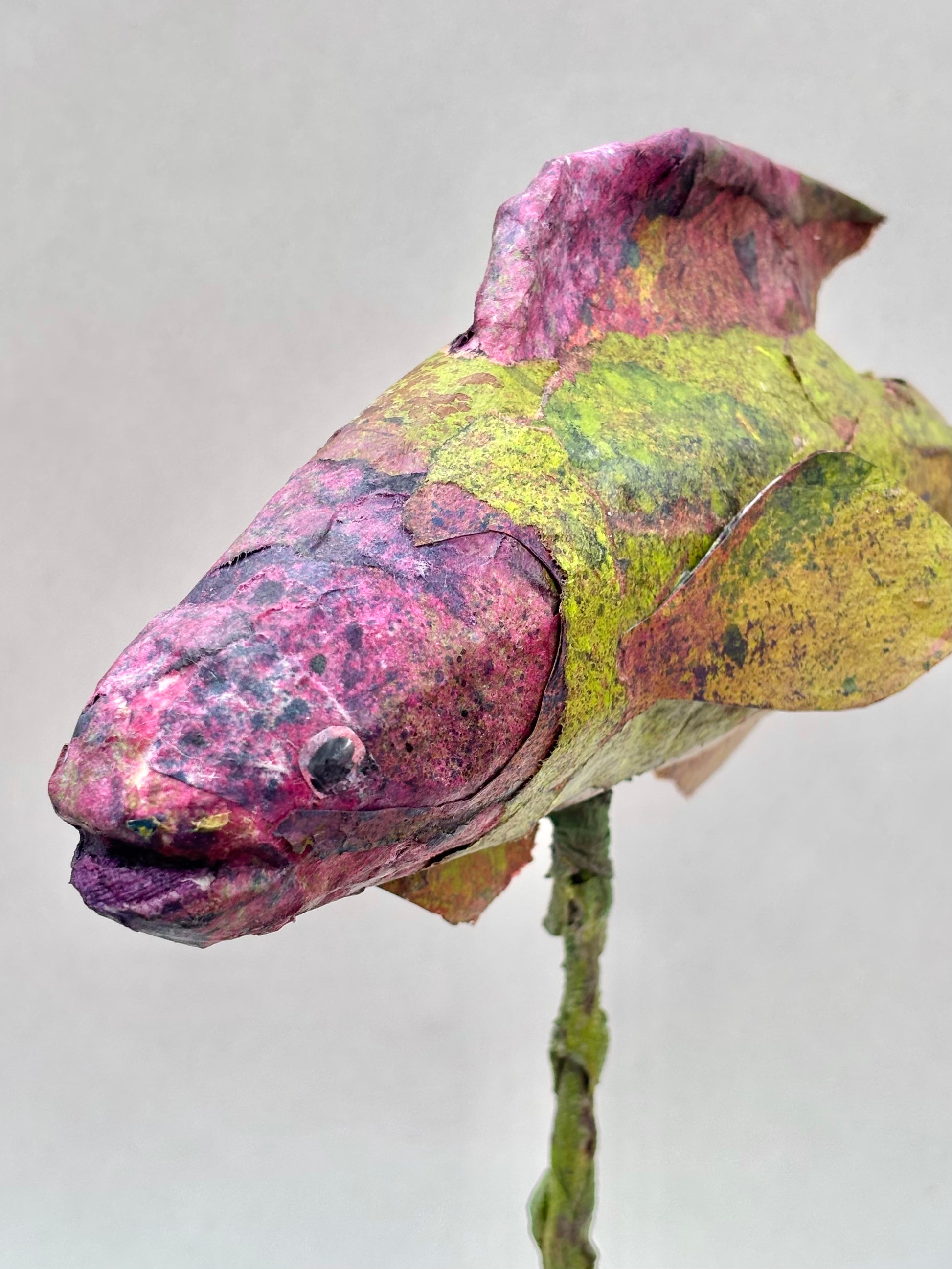 Collage-Paper Mache Fish Stand Marion Dies Consignment