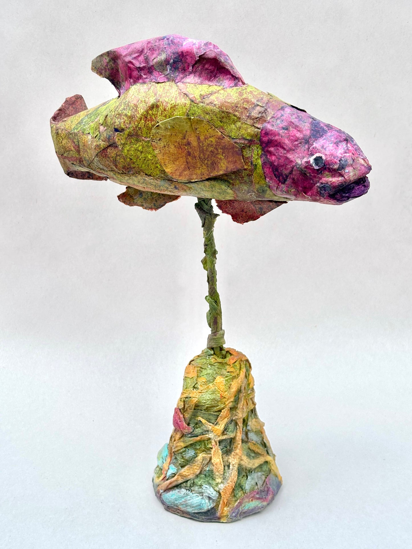 Collage-Paper Mache Fish Stand Marion Dies Consignment