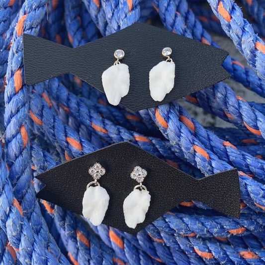 Crystal Post with Halibut Otolith Earrings Magdalena Consignment