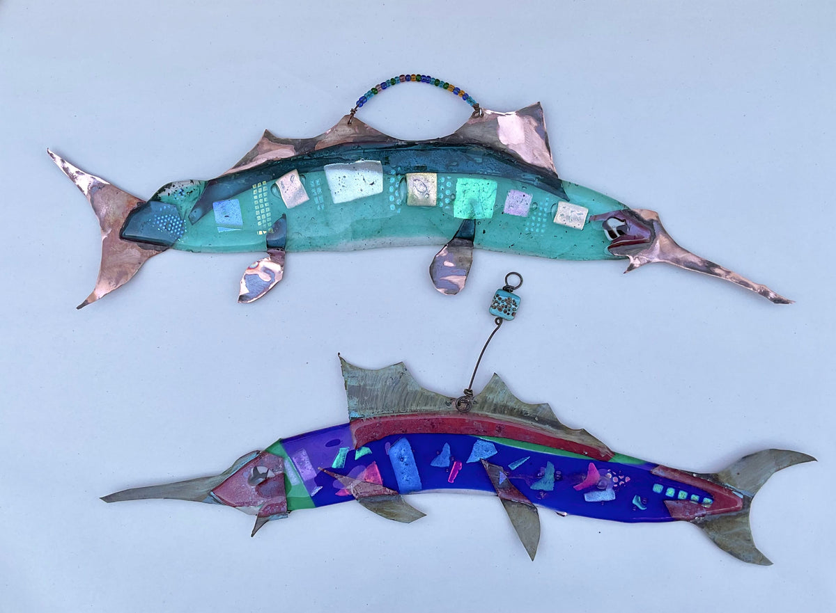 "Dichroic Marlins" Fused Glass and Copper Wired Glass Inventory