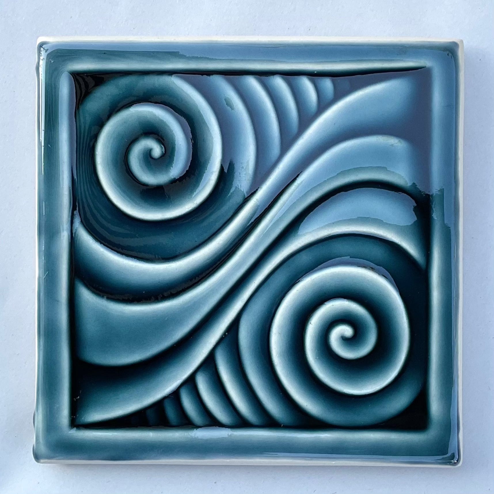 Double Swirl Wave Porcelain Square Tile 6x6 Lynne M. Inventory