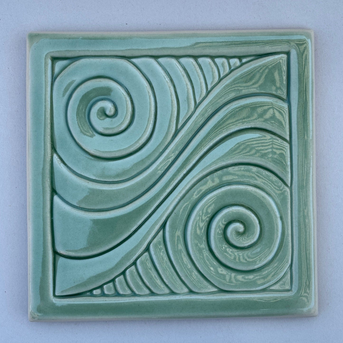 Double Swirl Wave Porcelain Square Tile 6x6 Lynne M. Inventory